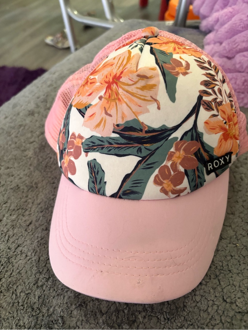 Roxy Pink Floral Mesh Trucker Hat